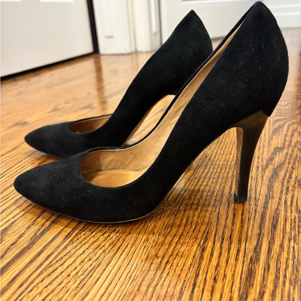 L.A.M.B. Classic Black Suede Heels